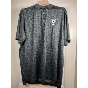 FootJoy FJ Men's Large Gray Floral Lisle Golf Polo Shirt Performance Trophy Logo